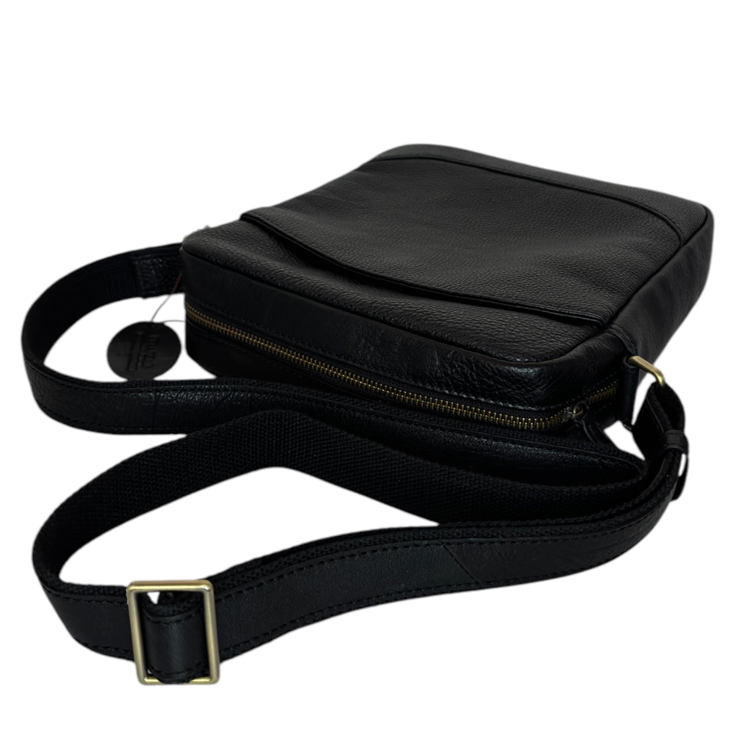 Bolso Bandolera de Piel para Hombre – Estilo Casual, Resistente y Funcional, con Correa Ajustable, Negro