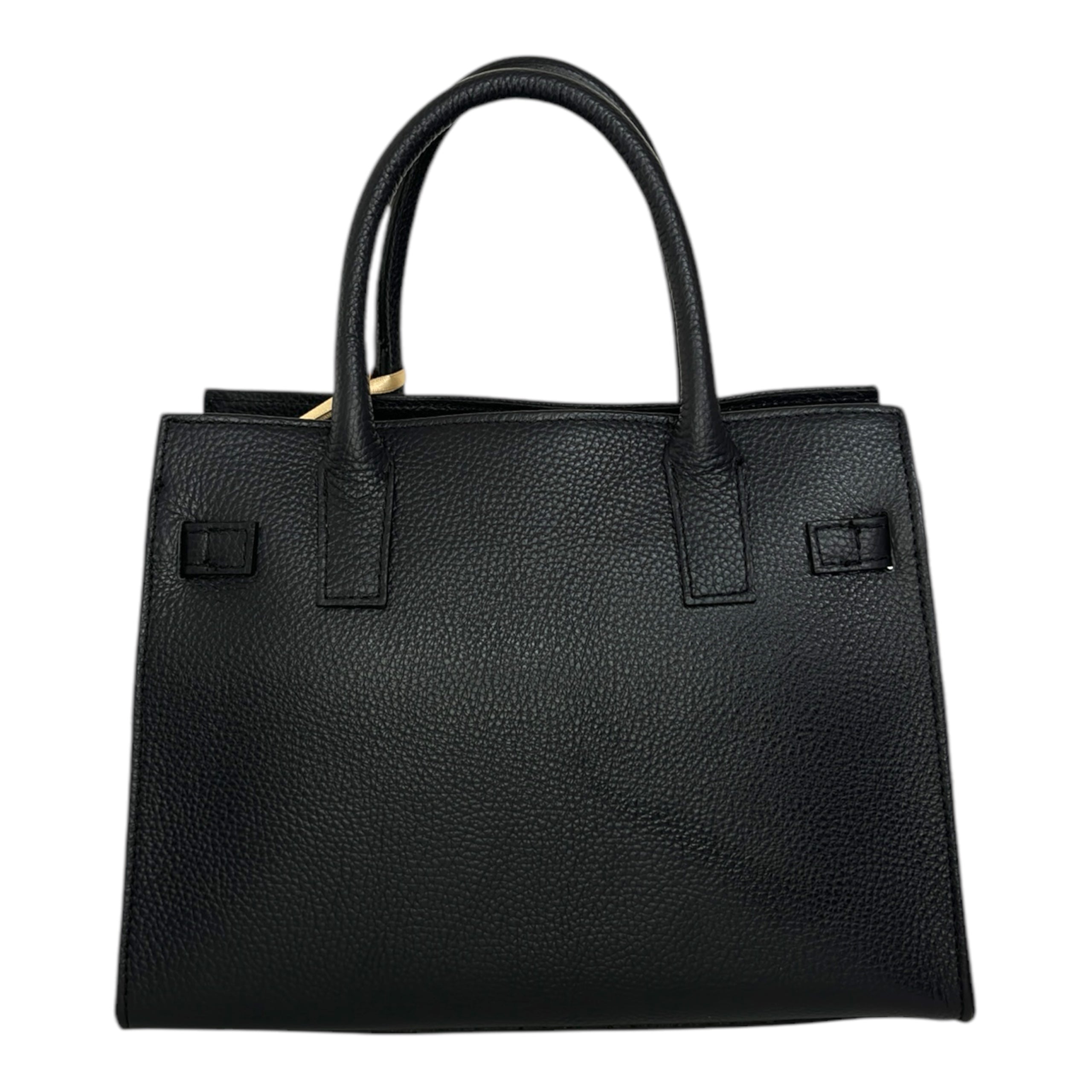 Bolso de Mano Mujer en Piel Auténtica Italiana – Diseño Elegante con Doble Compartimento y Correa Desmontable, Color Negro - BIOLUXSO