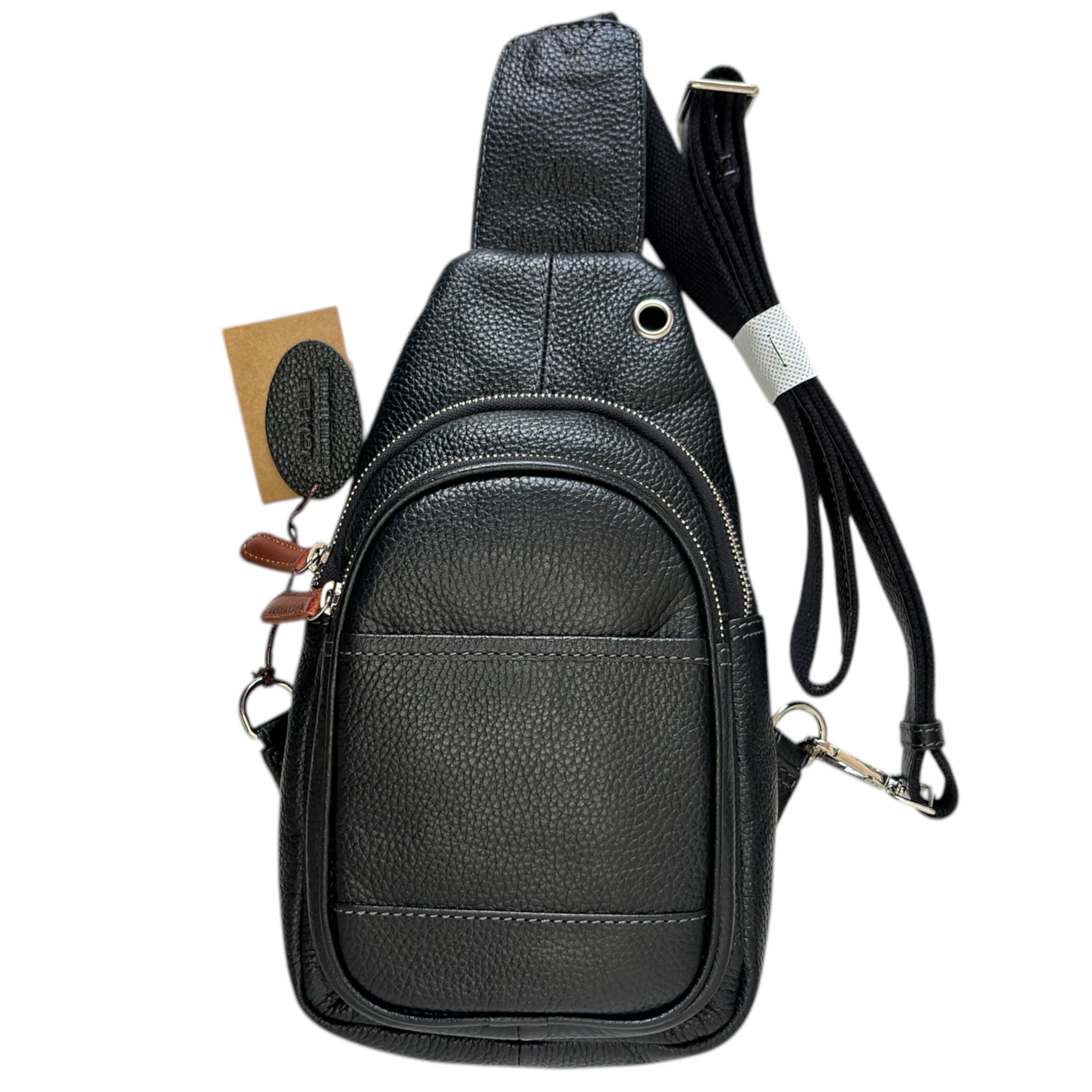 Bolso Bandolera para Hombre de Piel Natural – Compacto, Versátil y Elegante, con Puerto para Cable, Negro