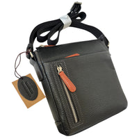 Bolso Bandolera para Hombre - Cuero Genuino Negro, Correa Ajustable, Estilo Empresarial y Casual, Bolso de Hombro para Viajes - BIOLUXSO